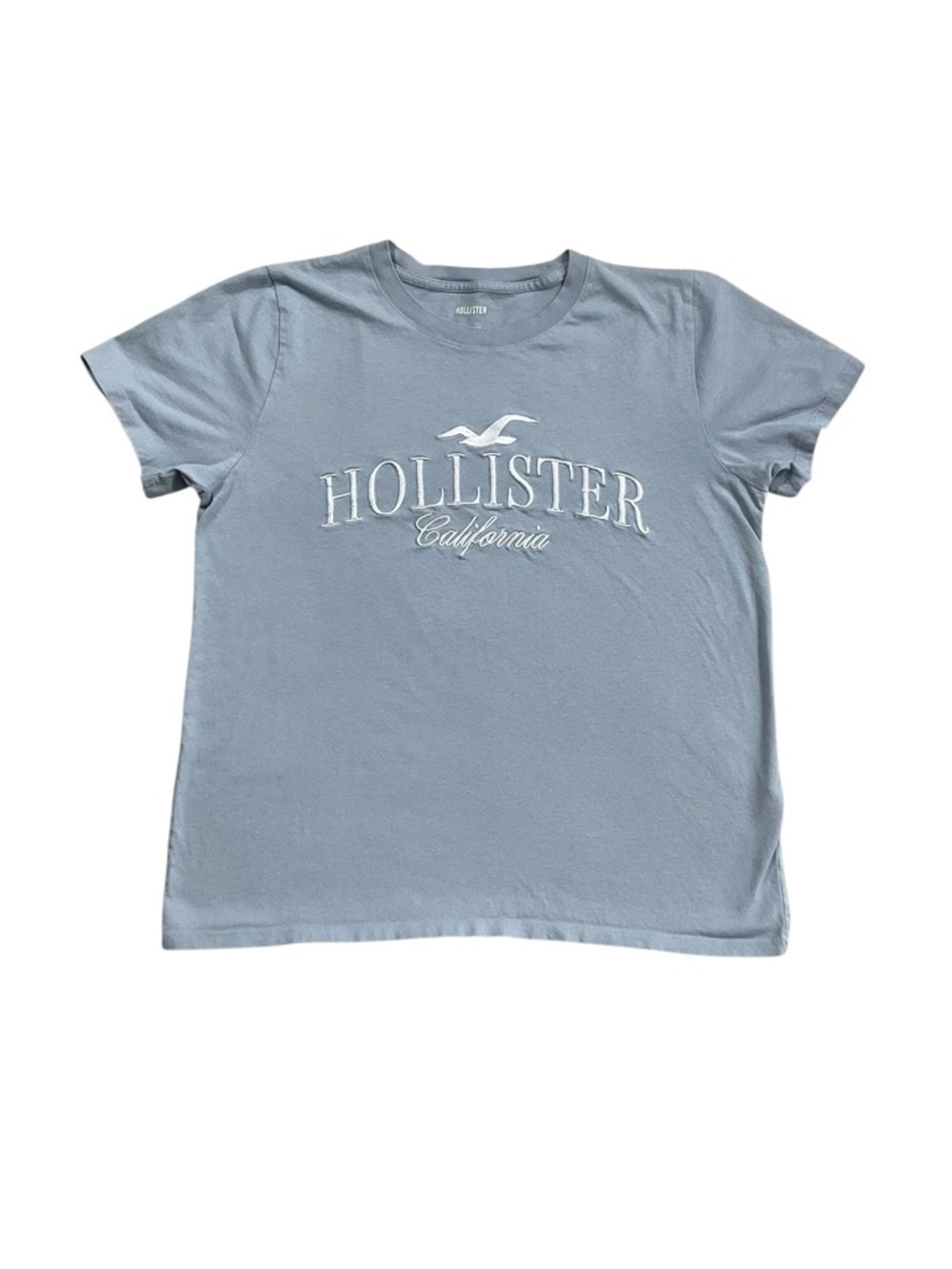 Hollister California Embroidered T Shirt Light Blue Soft Tee Women Large
